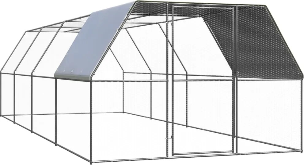 vidaXL Coteț de păsări pentru exterior, 3x8x2 m, oțel zincat