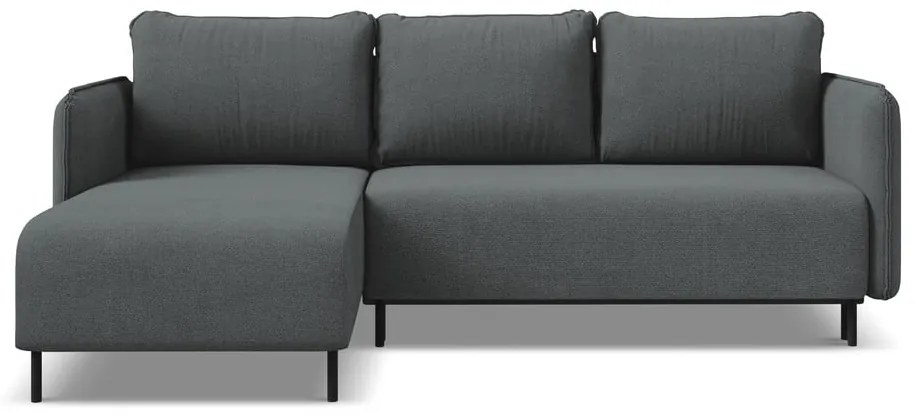 Colțar gri închis extensibil/cu spațiu de depozitare (cu colț pe partea stângă) Luana – Makamii