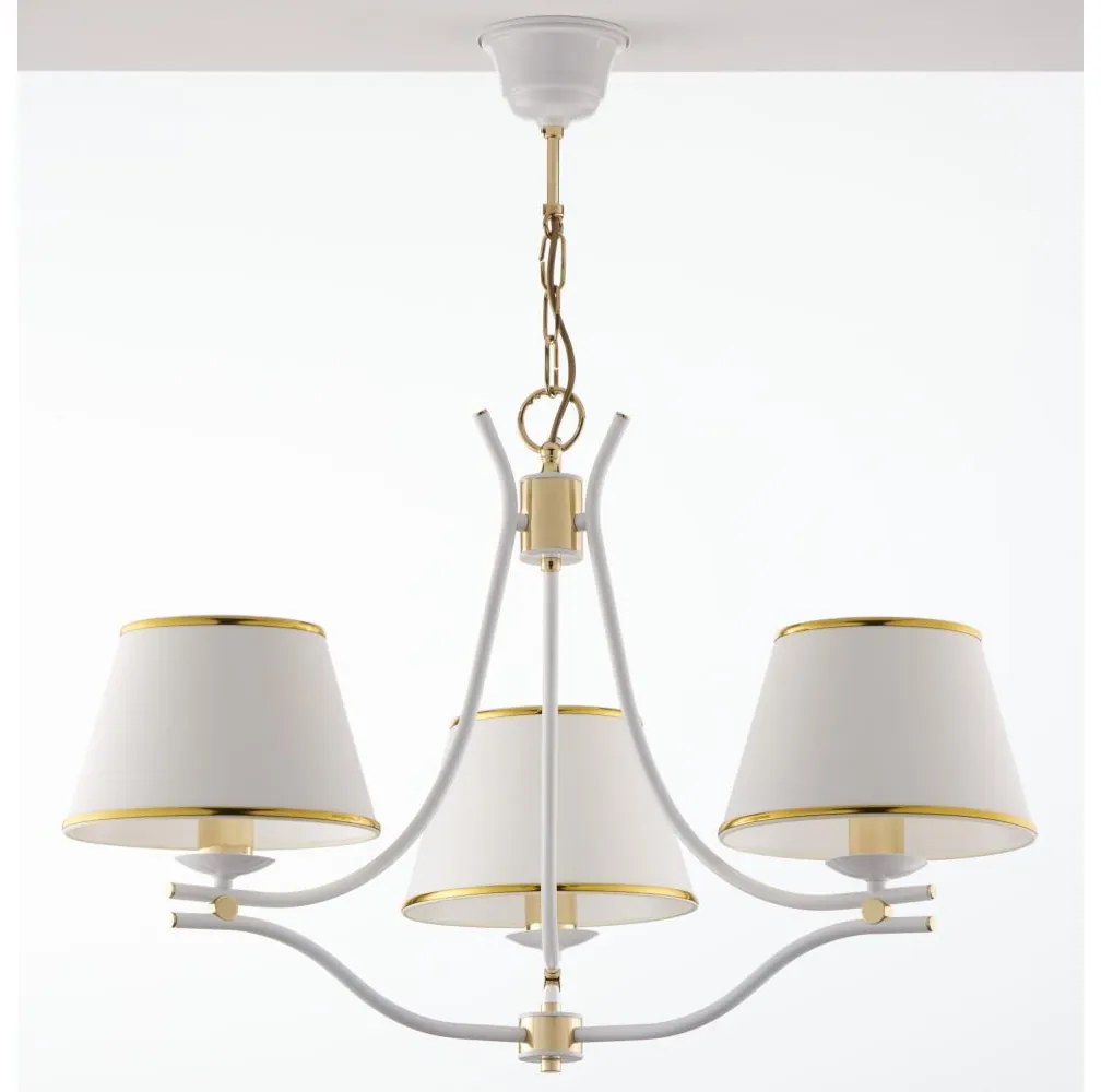 Jupiter 2085 - Candelabru pe lanț SAMBA 3xE27/15W/230V alb/auriu