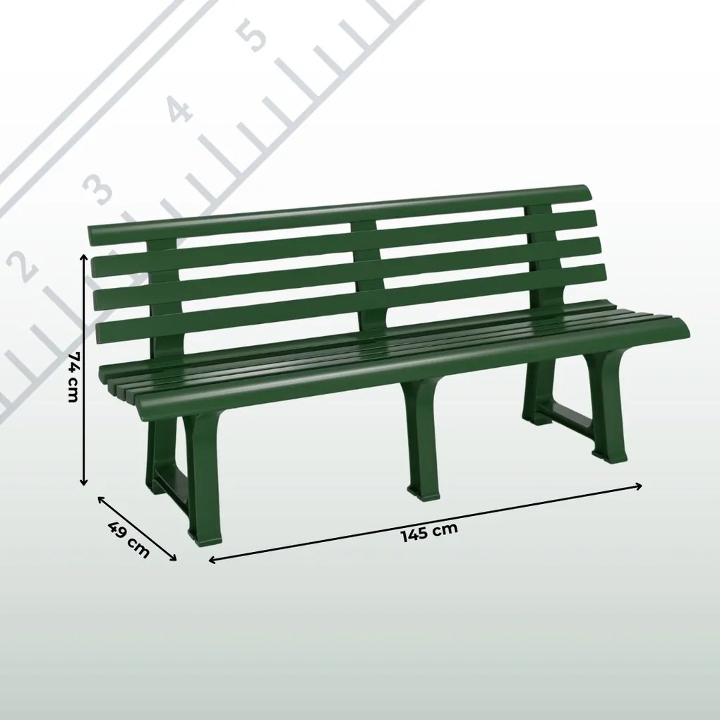 Bancă de grădină ORCHIDEA, 145x49x74cm, verde I.P.A.E-Progarden