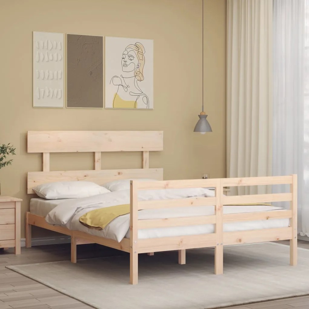 3195086 vidaXL Cadru de pat cu tăblie, 120x200 cm, lemn masiv
