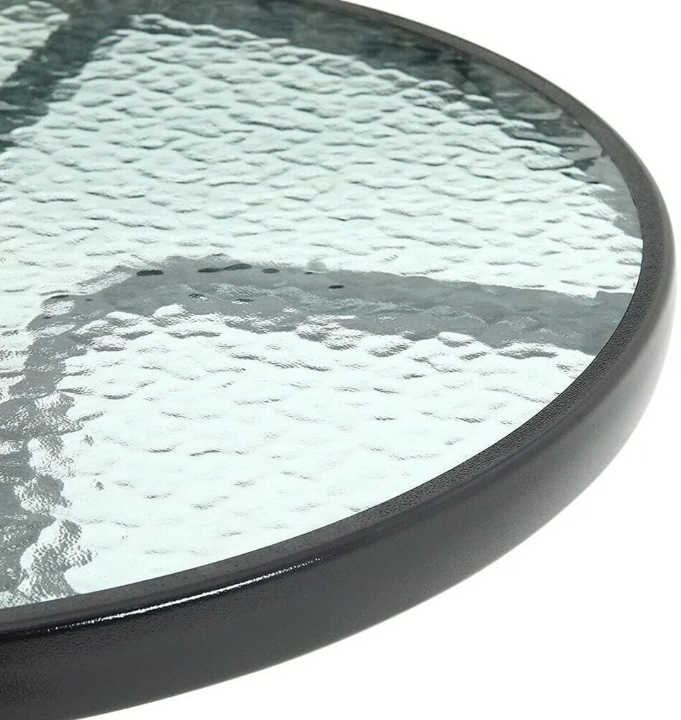 Masa rotunda de gradina cu blat de sticla ISLAND 60 cm, negru