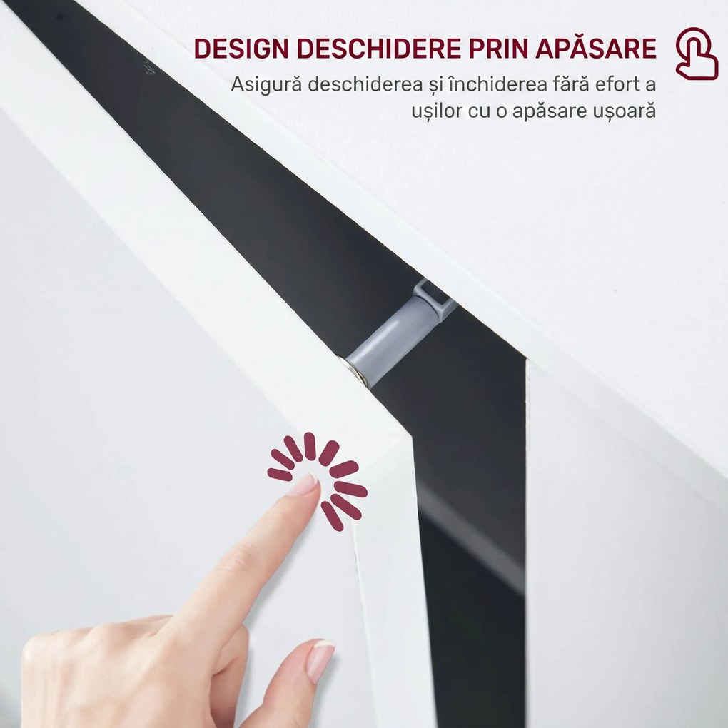 HOMCOM Bufet Modern cu 2 Dulapuri și 3 Rafturi, Mobilier Multifuncțional din Lemn, 107x40x80 cm, Alb | Aosom Romania