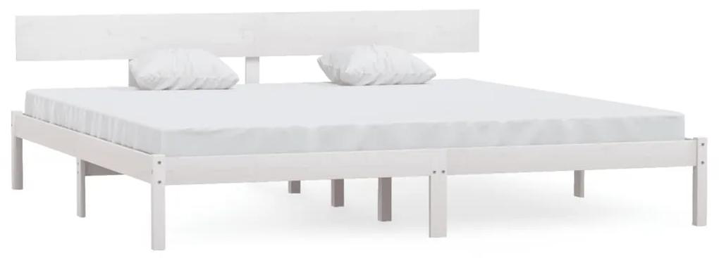 810163 vidaXL Cadru de pat Super King, alb, 180x200 cm, lemn masiv de pin