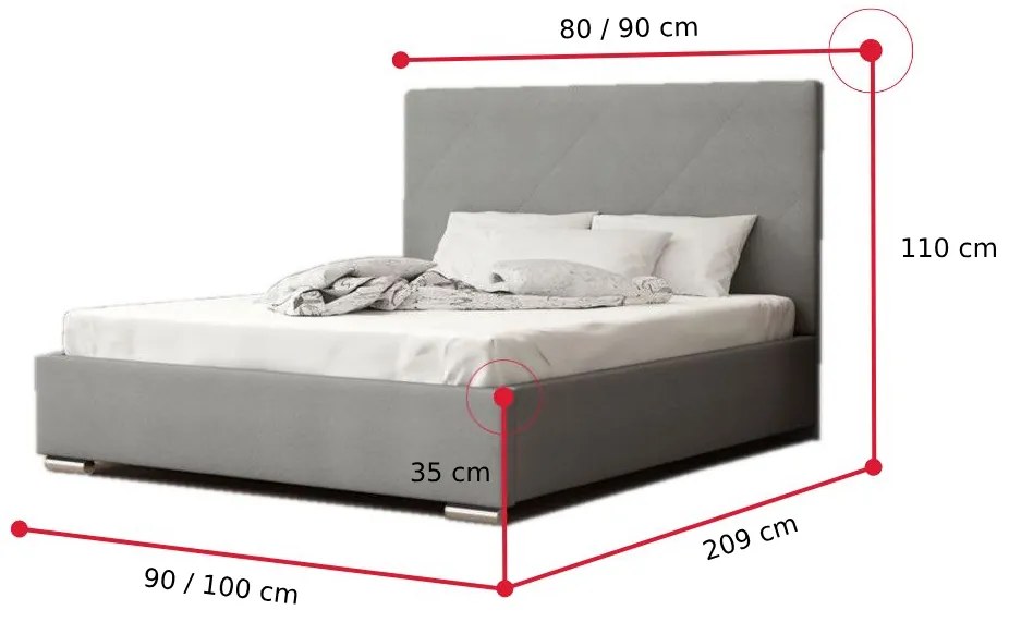 Supermobel Pat single tapițat FOX 5 + somieră, 90x200, malmo 61