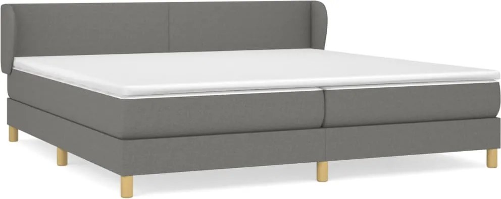 vidaXL Pat box spring cu saltea, gri închis, 200x200 cm, textil