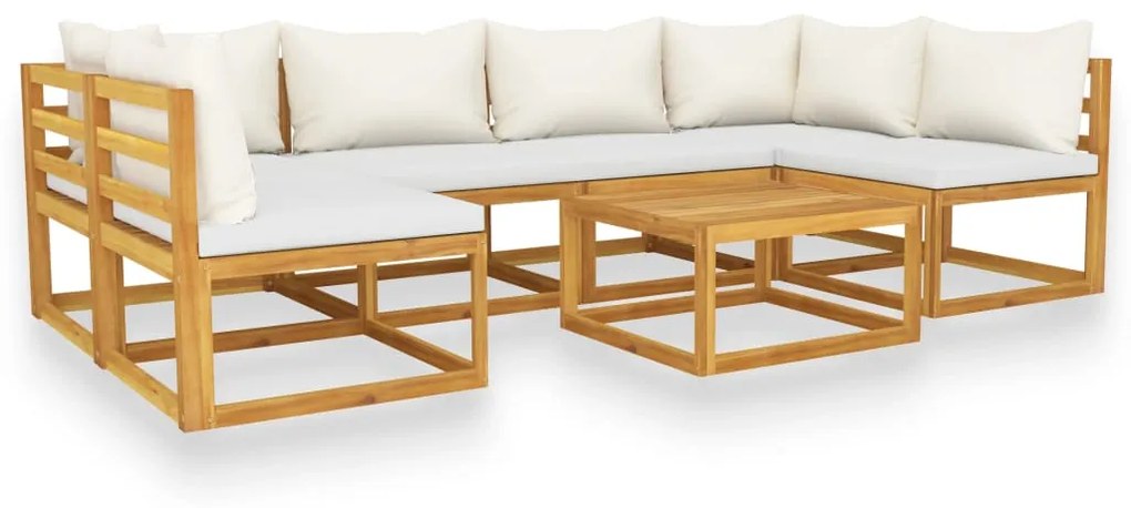 3057653 vidaXL Set mobilier grădină cu perne, 7 piese, crem, lemn masiv acacia