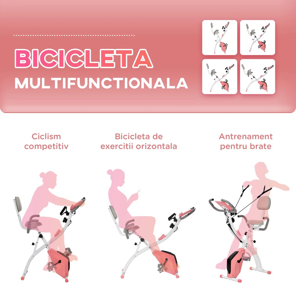 Bicicleta pliabila 2 in 1, bicicleta fitness, bicicleta pentru sport 97x51x115cm HOMCOM | Aosom Romania