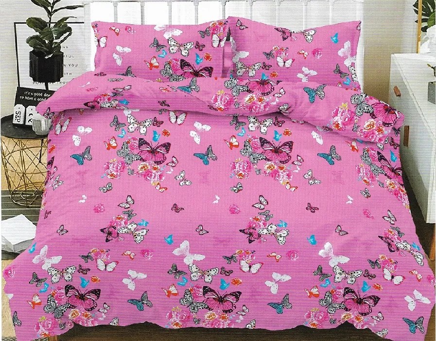 Lenjerie de pat cu husa elastic Letti din bumbac mercerizat, multicolor