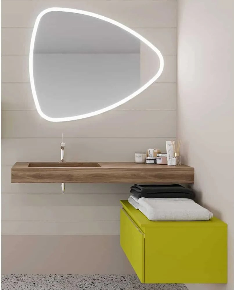 Set lemn masiv alb Mobilier Baie Suspendat Giulia Asimetric Mat Lavoar HPL Bleu