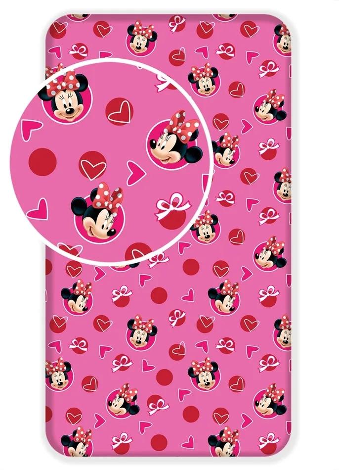 Cearşaf pentru copii din bumbac Minnie Hearts 02, 90 x 200 cm