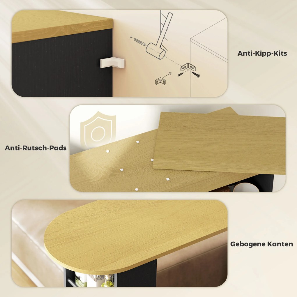 HOMCOM Masă de bar extensibilă, transformabilă în formă în L, mult spațiu de depozitare, 3 rafturi reglabile, PAL, MDF, Negru | Aosom Romania