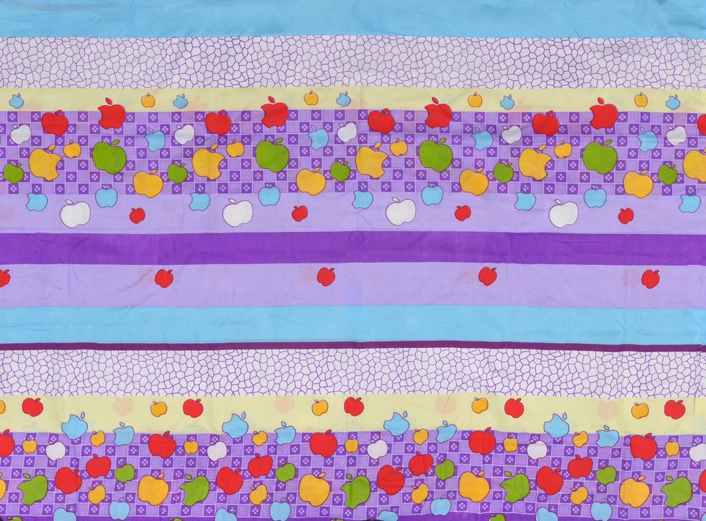 Lenjerii din bumbac pentru patut Culoare violet, COLORED APPLES WITH STRIPES