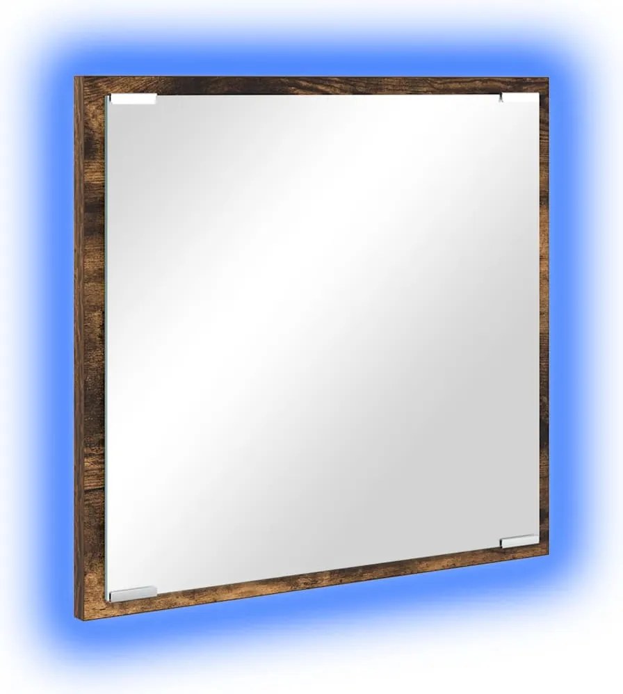 vidaXL Oglindă de baie cu LED Stejar fumuriu 40 x 37 x 8.5 cm