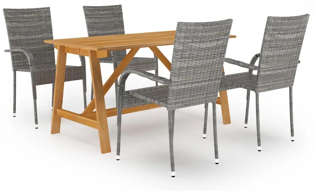 vidaXL Set mobilier de grădină, 5 piese, gri