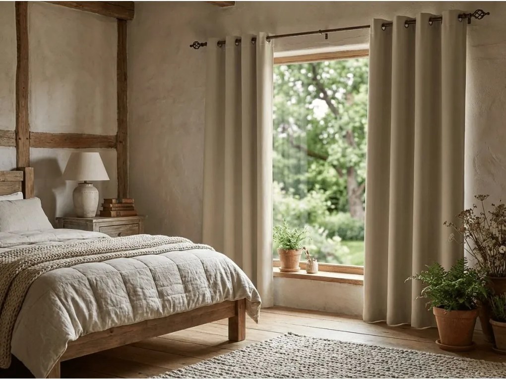 Draperie OXFORD 140x250 cm, bej deschis Agatat: Inele metalice