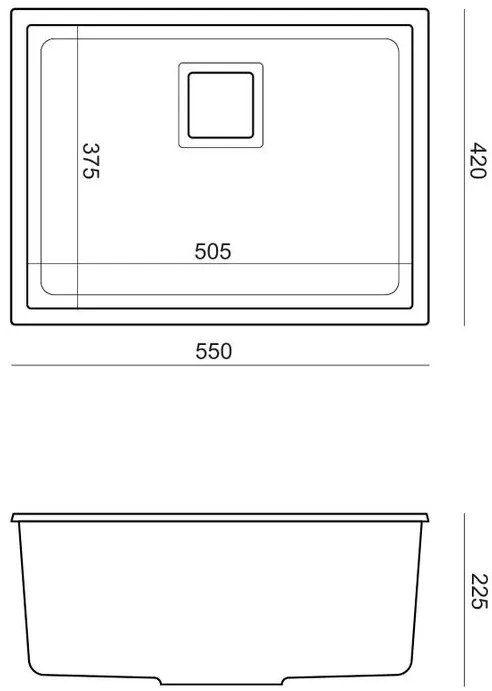 Chiuveta din granit DAVID 50 negru metalic