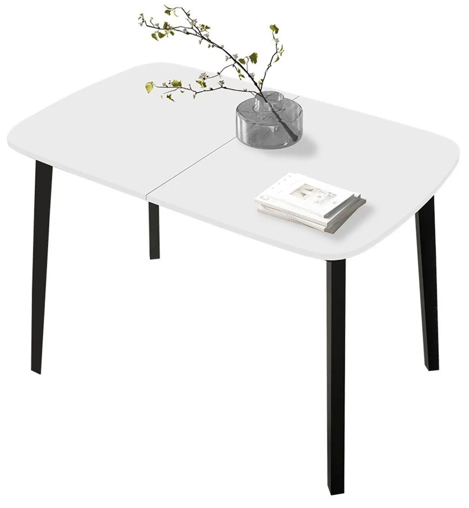Masă sufragerie extensibilă 130 cm Grospan S 130x80 (Alb + Negru) (pentru 4-6 persoane). 1105347