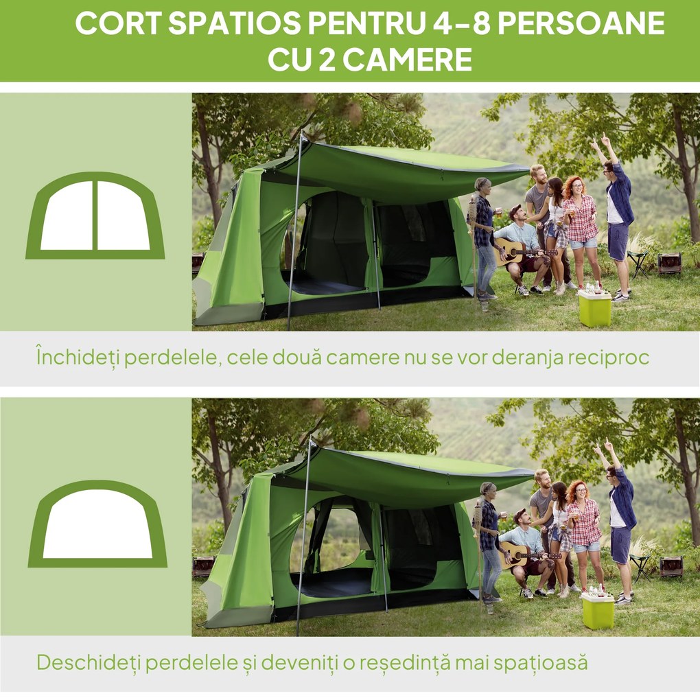 Outsunny Cort pentru Camping cu Veranda 8 Persoane 405×305×225cm | Aosom Romania