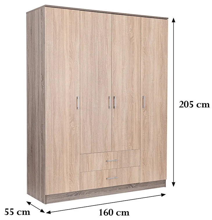 Dulap Miami 160x205 cm stejar Sonoma-stejar York