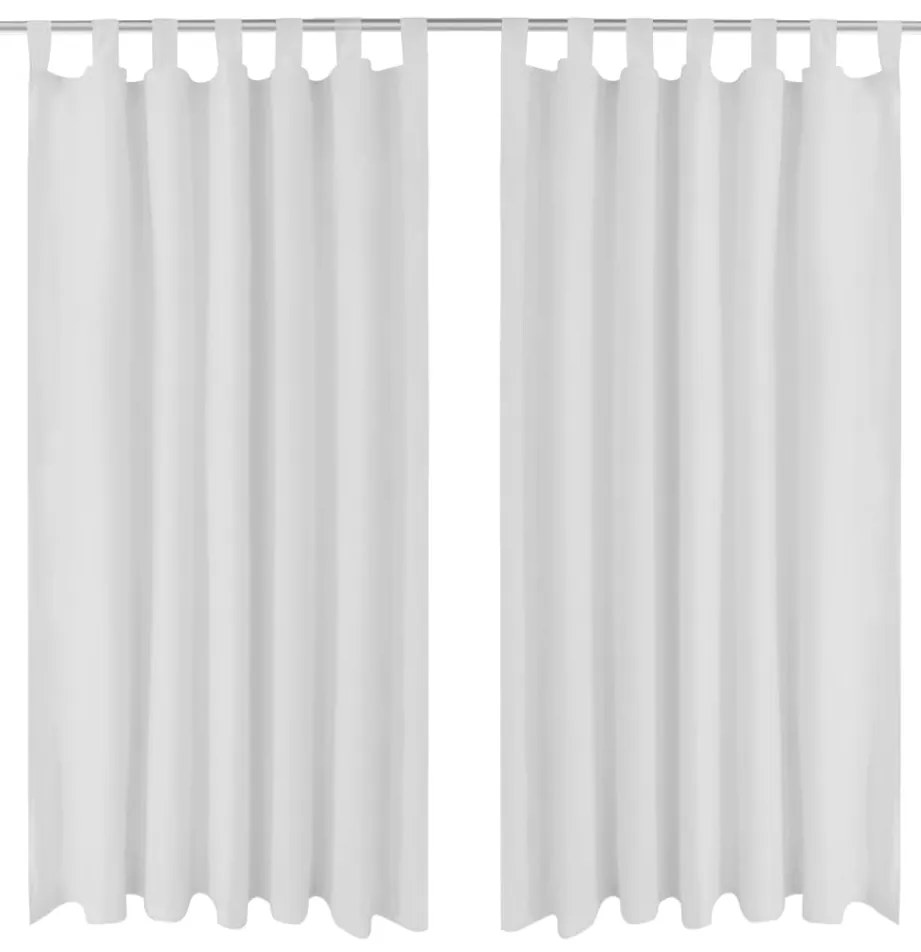 Draperii micro-satin cu bride, 2 buc., 140 x 225 cm, alb