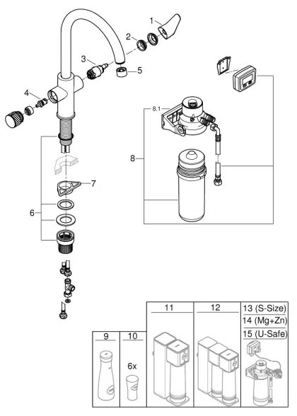GROHE 30593000 - Baterie pentru chiuvetă BLUE PURE cu pipa în formă de C, crom lucios