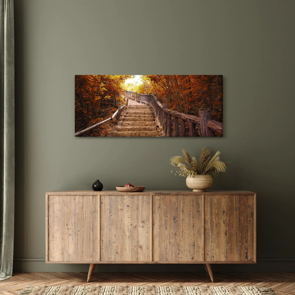 Tablou - Scări în natură în toamnă (120x50 cm)