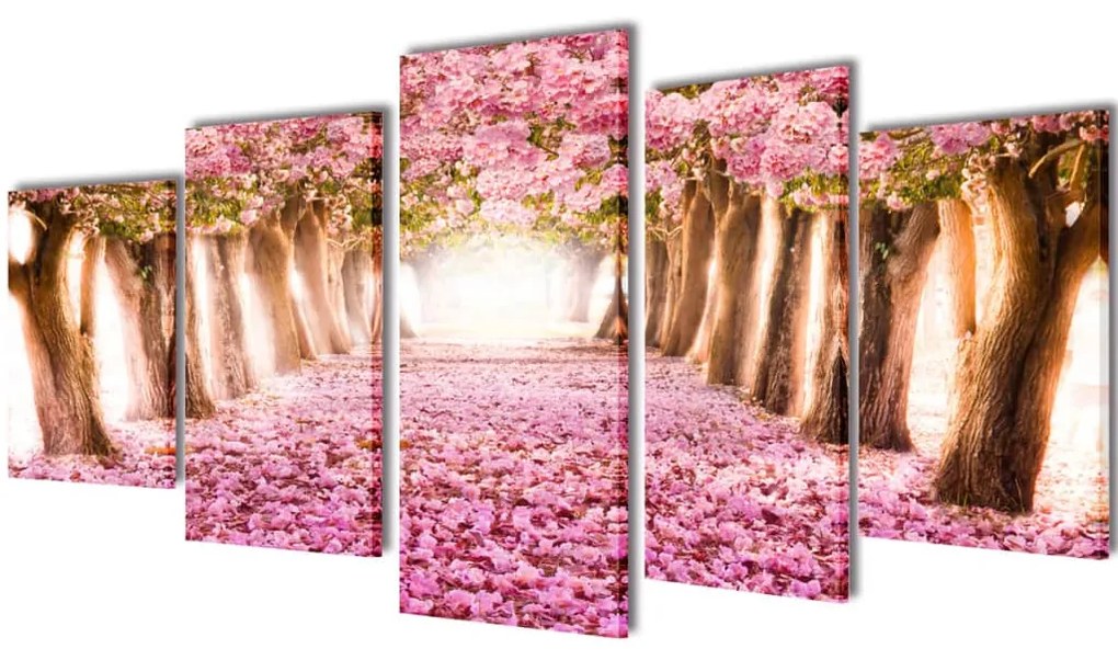 Set tablouri imprimate pe pânză Cireși înfloriți, 100x50 cm