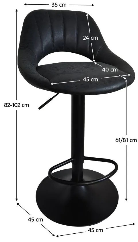 Scaun tip bar Losarr (negru) . 1116409