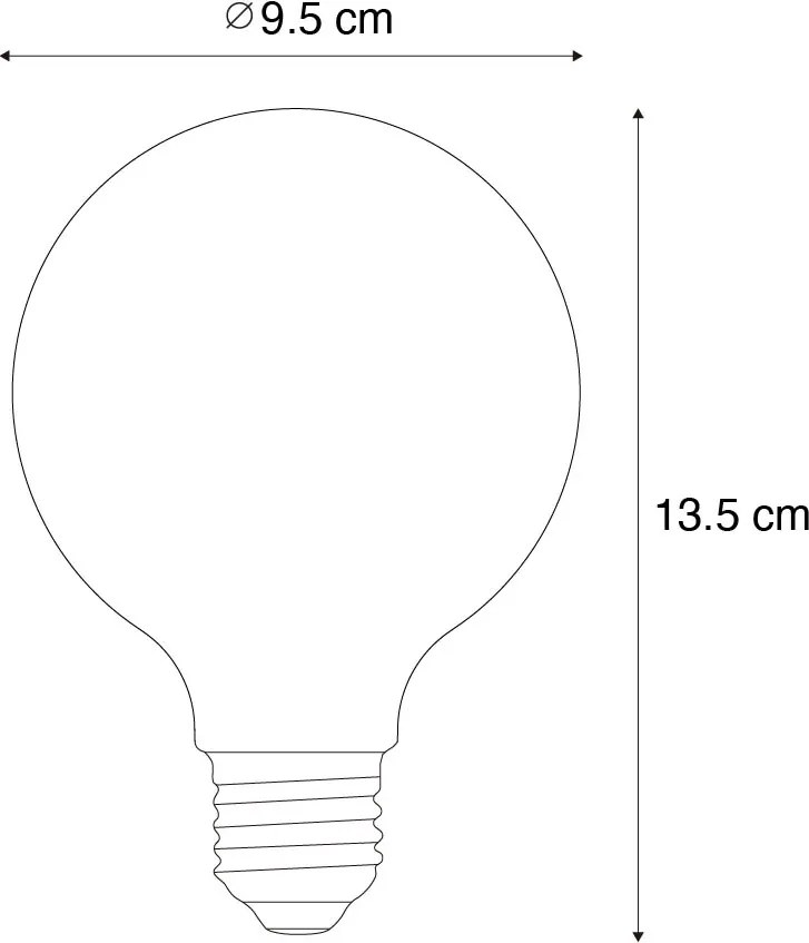 Set de 5 becuri LED E27 dimabile Opal G95 5W 450lm 3000K