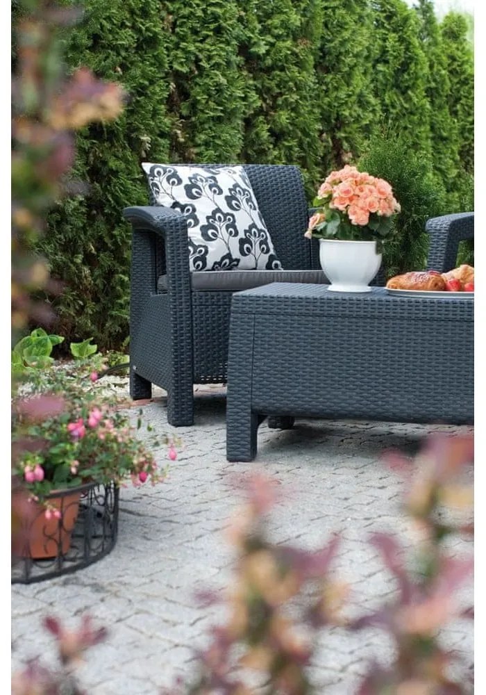 Set mobilier de grădină Keter Corfu, gri închis