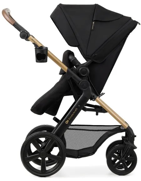 Cărucior de copii combinat 3 în 1 KINDERKRAFT MOOV 2 Pure black + scaun auto MINK PRO