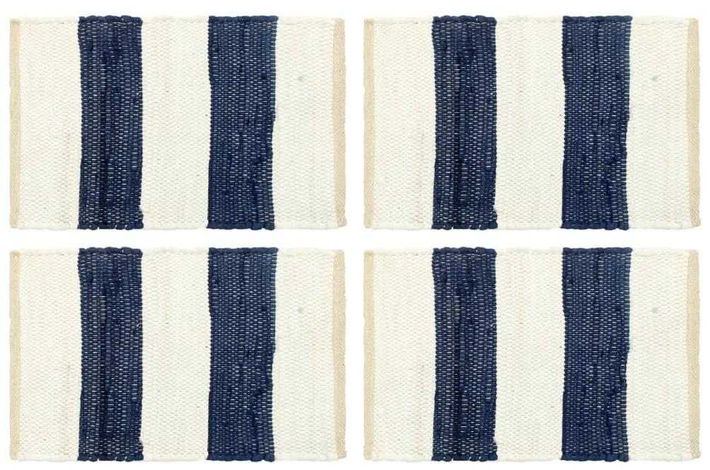 Naproane, 4 buc., chindi, albastru  alb in dungi, 30 x 45 cm 4, stripe blue and white