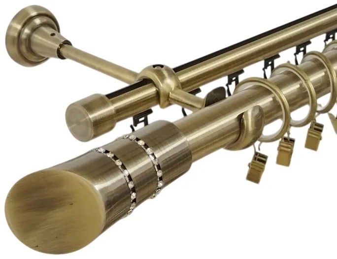 Galerie dubla diva , teava neteda si profil,grosime 25 si 19mm, aur antic (Alege marime: 240 cm)