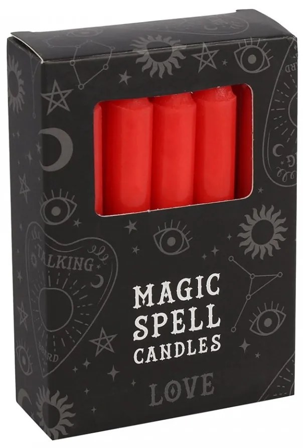 Set 12 lumanari rosii pentru ritualuri de iubire si vitalitate, 10x1 cm