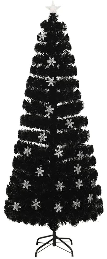Brad Craciun cu LED fulgi de zapada, negru 240 cm fibra optica 240 x 105 cm, 1