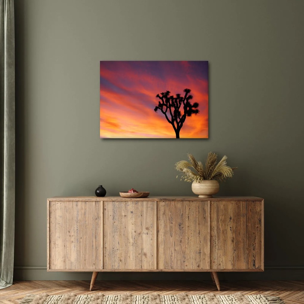 Tablou apus de soare deasupra siluetei unui copac (70x50 cm)