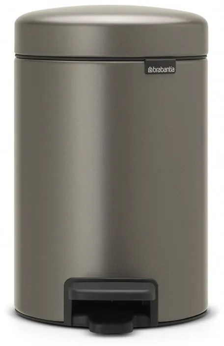 Cos de gunoi cu pedala Brabantia NewIcon 648999, 3 L, Inchidere lina, Baza antiderapanta, Gri