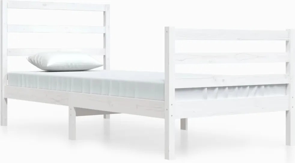 vidaXL Cadru de pat, alb, 90x200 cm, lemn masiv de pin