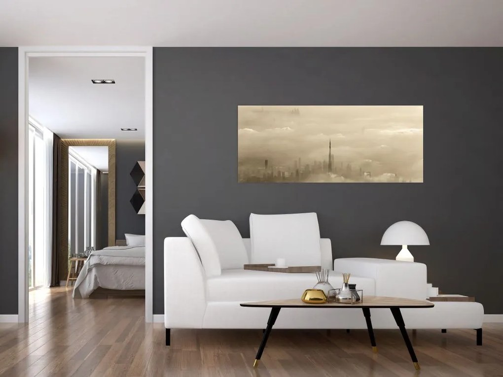 Tablou - Oraș în nori (120x50 cm)