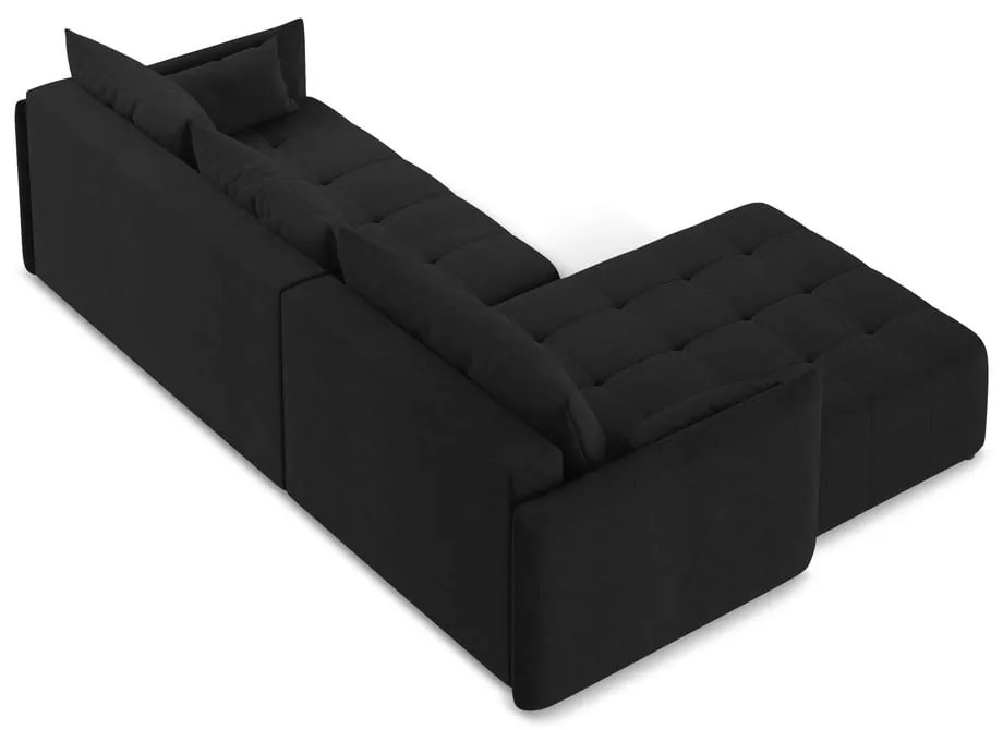 Colțar negru extensibil/cu spațiu de depozitare (cu colț pe partea stângă/cu șezlong) Moku – Makamii