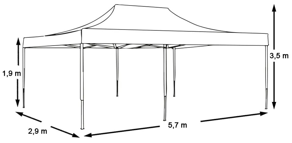 Pavilion pliant in diferite modele-2,9x5,7m-rosu-geanta de transport