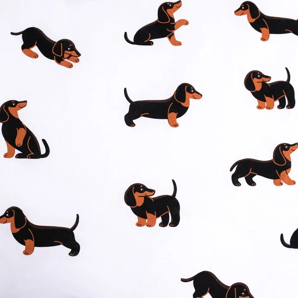 Lenjerie de pat pentru copii alb-negru din bumbac pentru pat de o persoană 140x200 cm Dachshund – Jerry Fabrics