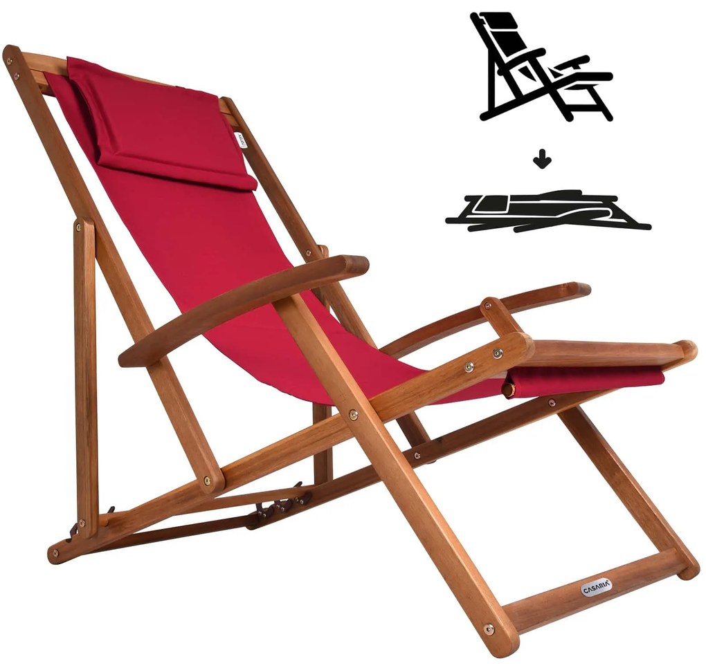 Șezlong de grădină SIENA, 65x87x102cm, roșu Casaria