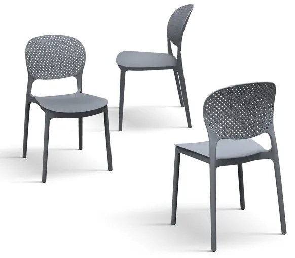 PAZZO DESIGN Set de 4 scaune Anita Gri din polipropilenă | Aosom Romania