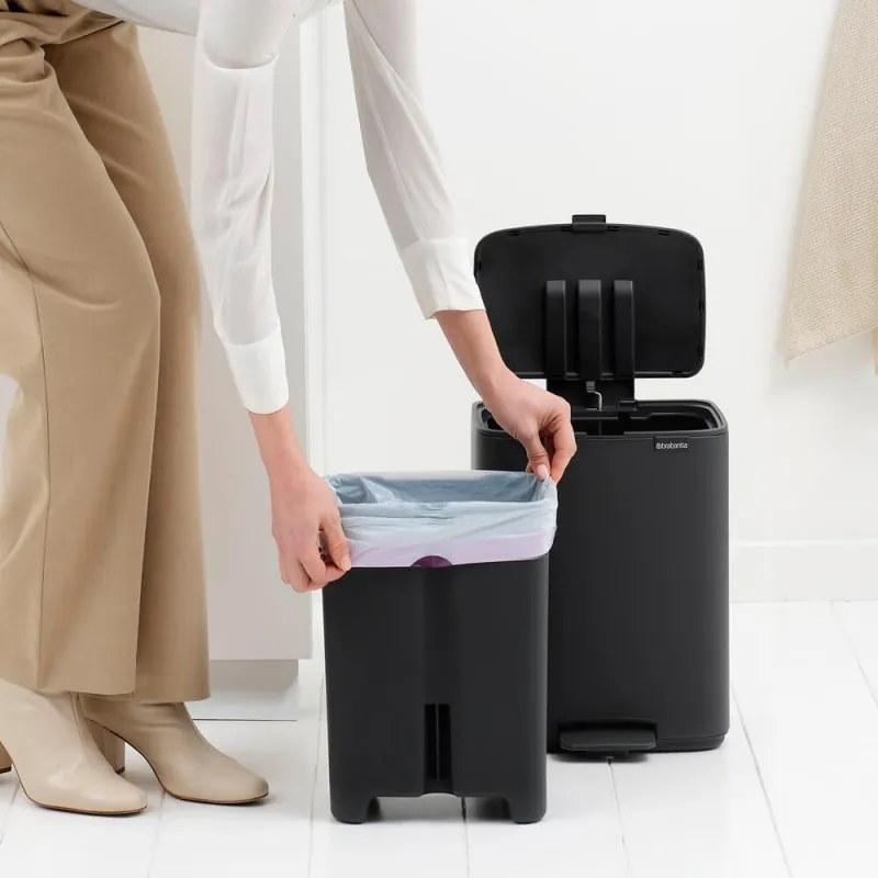 Cos de gunoi Brabantia Bo Pedal 1010133, 12 L, Inchidere usoara, Baza antiderapanta, Acoperire minerala, Gri inchis