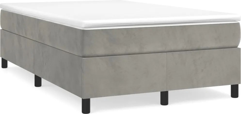 vidaXL Pat box spring cu saltea, gri deschis, 120x200 cm, catifea