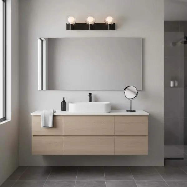 Aplica de perete pentru baie POLA, 3xG9/5W/230V, IP44, negru/transparent