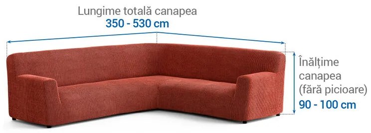 Huse bielastice COSTINA culoarea cupru colţar (l. 350 - 530 cm)