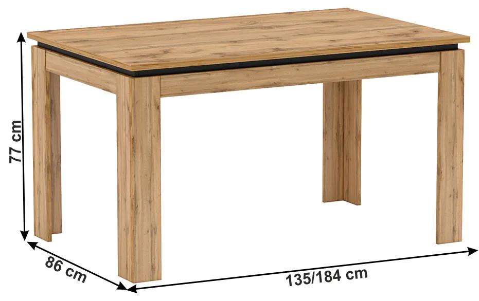 Masa dining extensibila, stejar wotan, 135-184x86 cm, TORONTA S